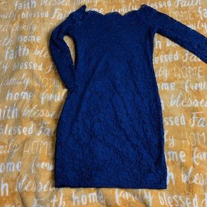 Blue lace bodycon dress